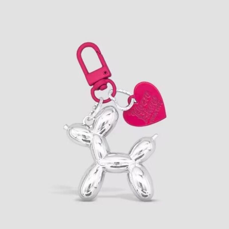 Cartoon Balloon Dog Couple Keychains Key Ring Women Men New Bling Cute Pet Bag Car Holder Airpods Box Jewelry Friend Gift