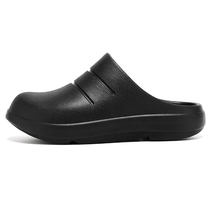 Closed Toe Rubber Slippers Couples Chef Shoes Garden Clogs Beach Thick Soles Kitchen Restaurant Working Arch Supporting