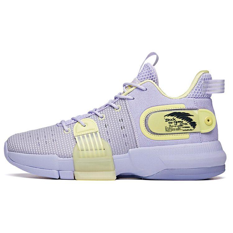 Anta Craze 2 Slip Resistant Abrasion Resistant Mid top Performance Basketball Shoes Men's Light Purple 112121610-5