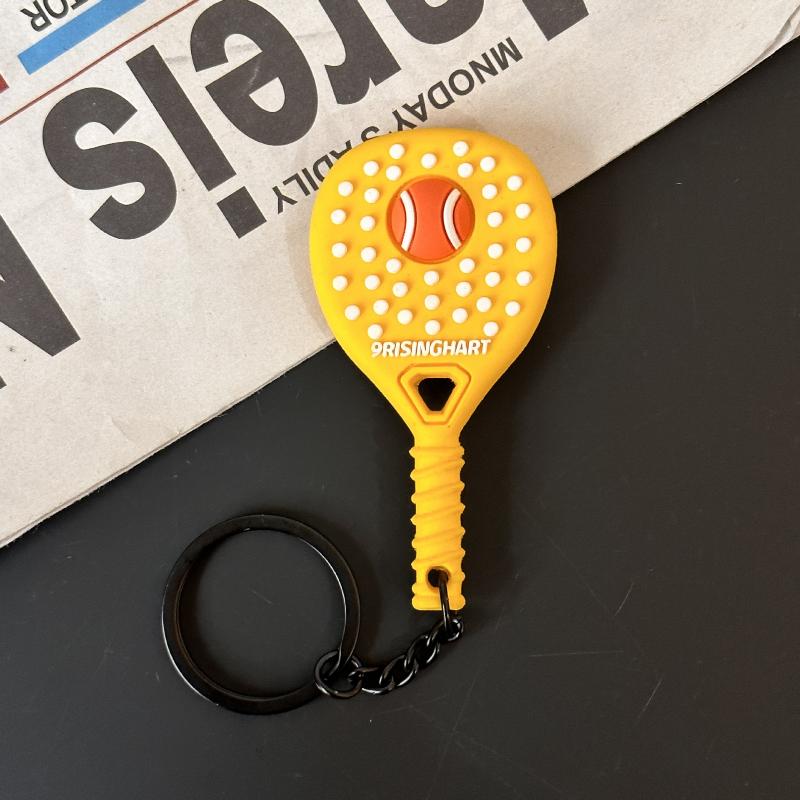 Tennis Keychain Creative PVC Soft Rubber Sports Key Chain Cute Tennis Racket Ball Keyring Fashion Bag Pendant Decoration Gifts
