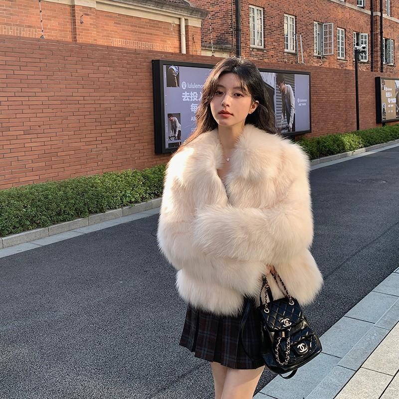 Winter new imitation fox fur coat women's fur coat thickened lapel small man