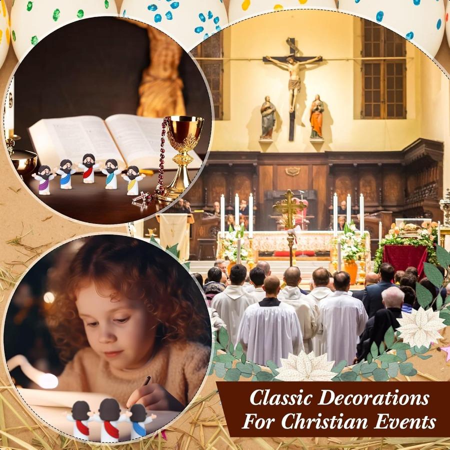 Bememo 50 Pieces Easter Mini Jesus Figurines Toys Original Design Little Jesus Doll Gifts To Hide and Seek Classic Christ Savio
