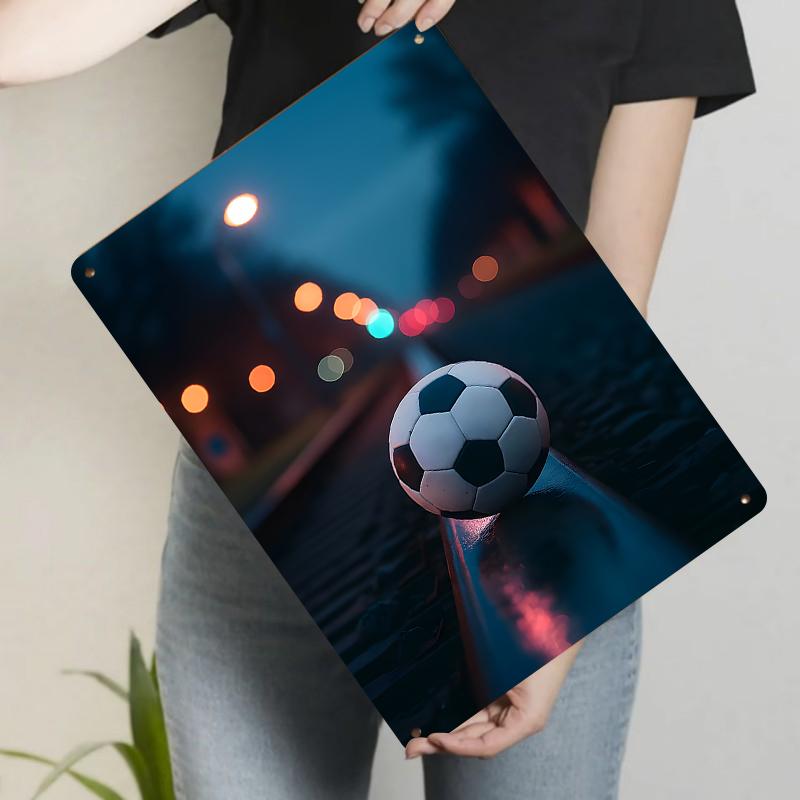 

Custom Football Metal Wall Art Modern Home Bar Decorative Sports Theme Iron Painting Hanging Ornament 20x30cm（7.8x11.8inch）