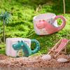 Tazza Carina Cartone Animato Colore Sottosmalto Colore Macaron Piccolo Dinosauro Casa Tazza Acqua Ceramica Colazione Latte Tazze per Coppia Regalo di Compleanno