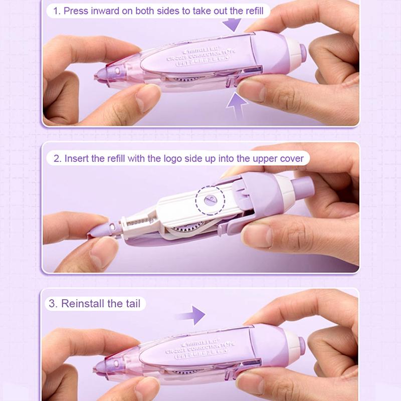 6M5MM Press Type Correction Tape with Replaceable Refills Morandi Color Series for Students School Office Stationery Supplies