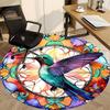 1pc Hummingbird StainedGlass Office Round Area Rug, Under Office Chairs Bedroom Living Room Home Decor, Room Deco
