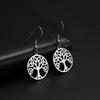 Stainless Steel Vintage Earrings Tree of Life Round Drop Earring Jewelry Gift for Women