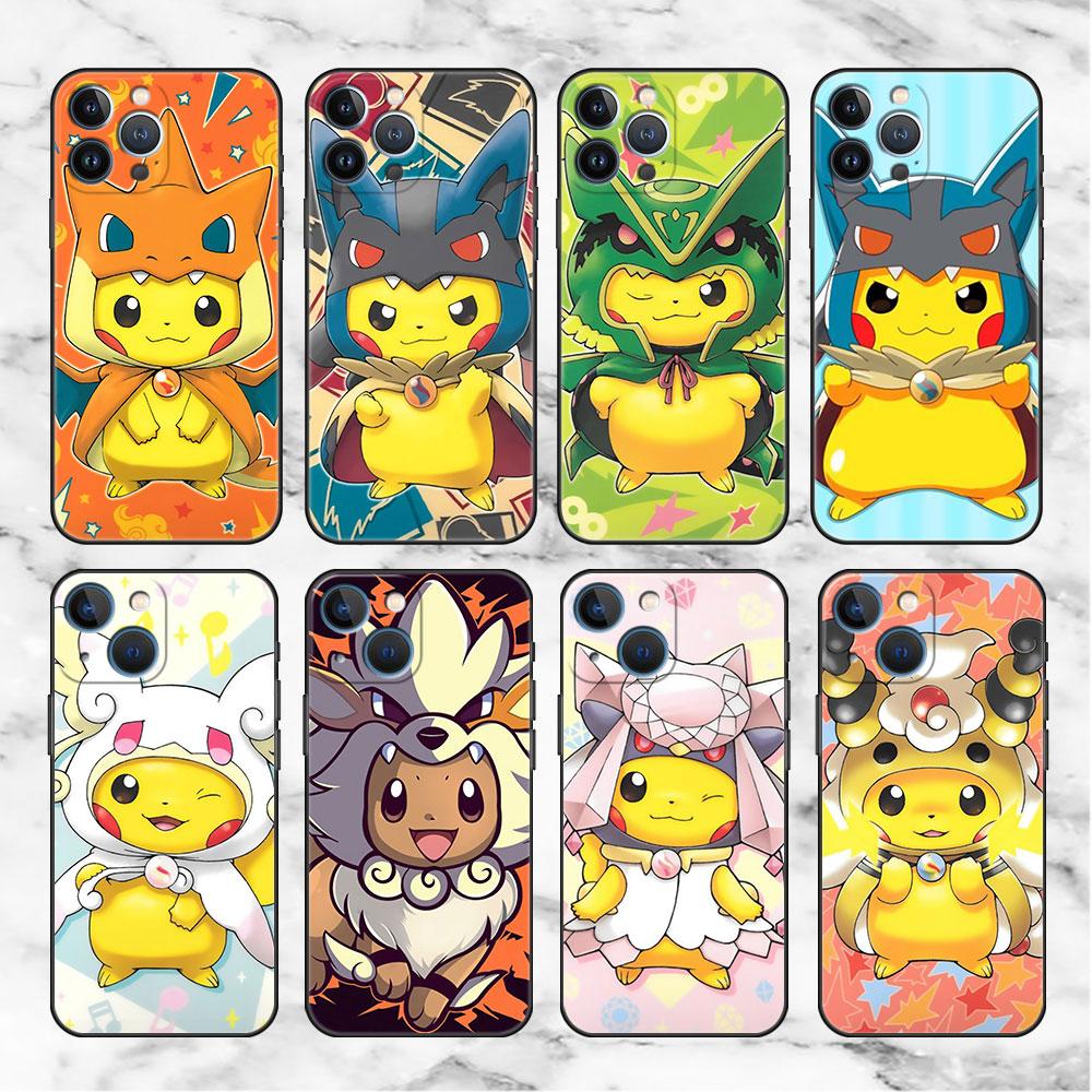 

Забавный чехол для телефона Pokemon Pikachu для iPhone 11 13 Pro Max 12 Mini 7 8 Plus SE 2020 X XS 6 6S 5 5S, мягкий силиконовый чехол на заднюю панель