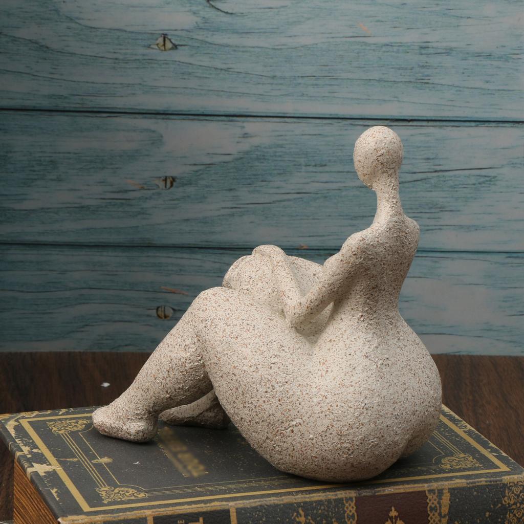 1Pc, Sandstone Resin Chubby Woman Statue Handmade Sandstone Abstract Art Household Living Room Office Cabinet Tabletop Entryway Dec
