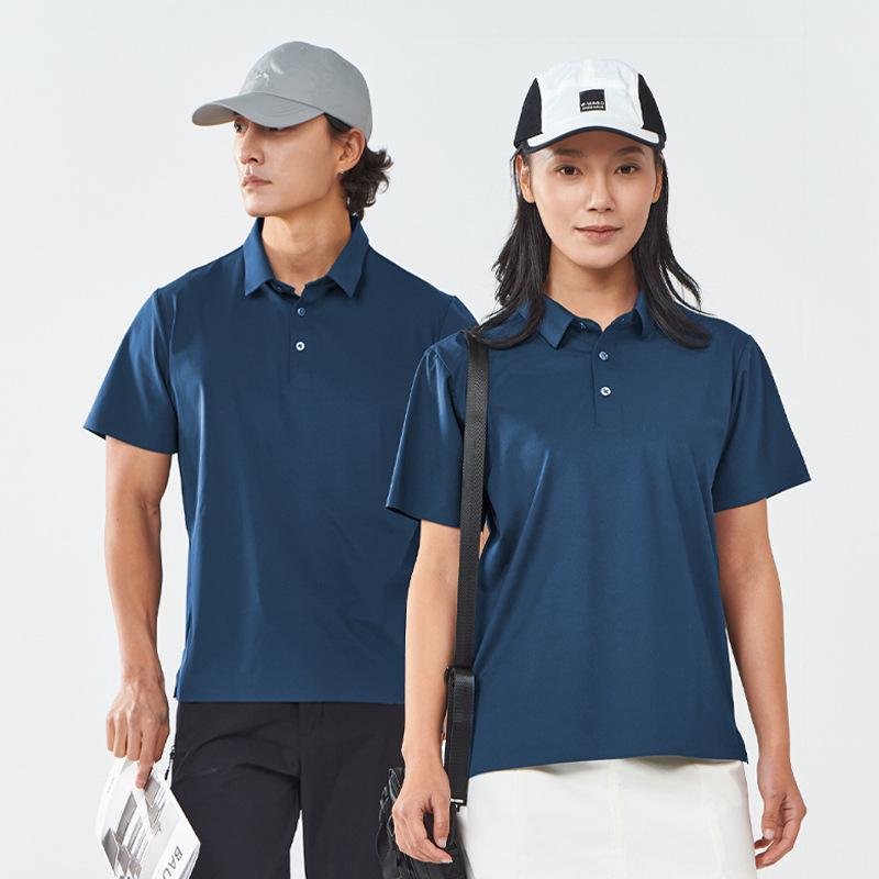Unisex Quick-Dry Ice Silk Polo Shirt - Business Casual, Seamless, Lapel, Short Sleeve, Breathable, High-End Summer Workwear
