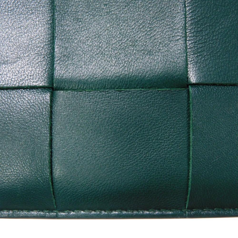 Used 11897 Cassette Card Case 765460 VCQC4 3049 7943 Current RFID IC Chip Maxi Intrecciato Emerald Green Unisex from
