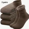 3Pack men plus size winter warm socks,fleece blended hiking trekking socks,soft durable,reinforced heel toe,cold resistant for outdoor trips hiking