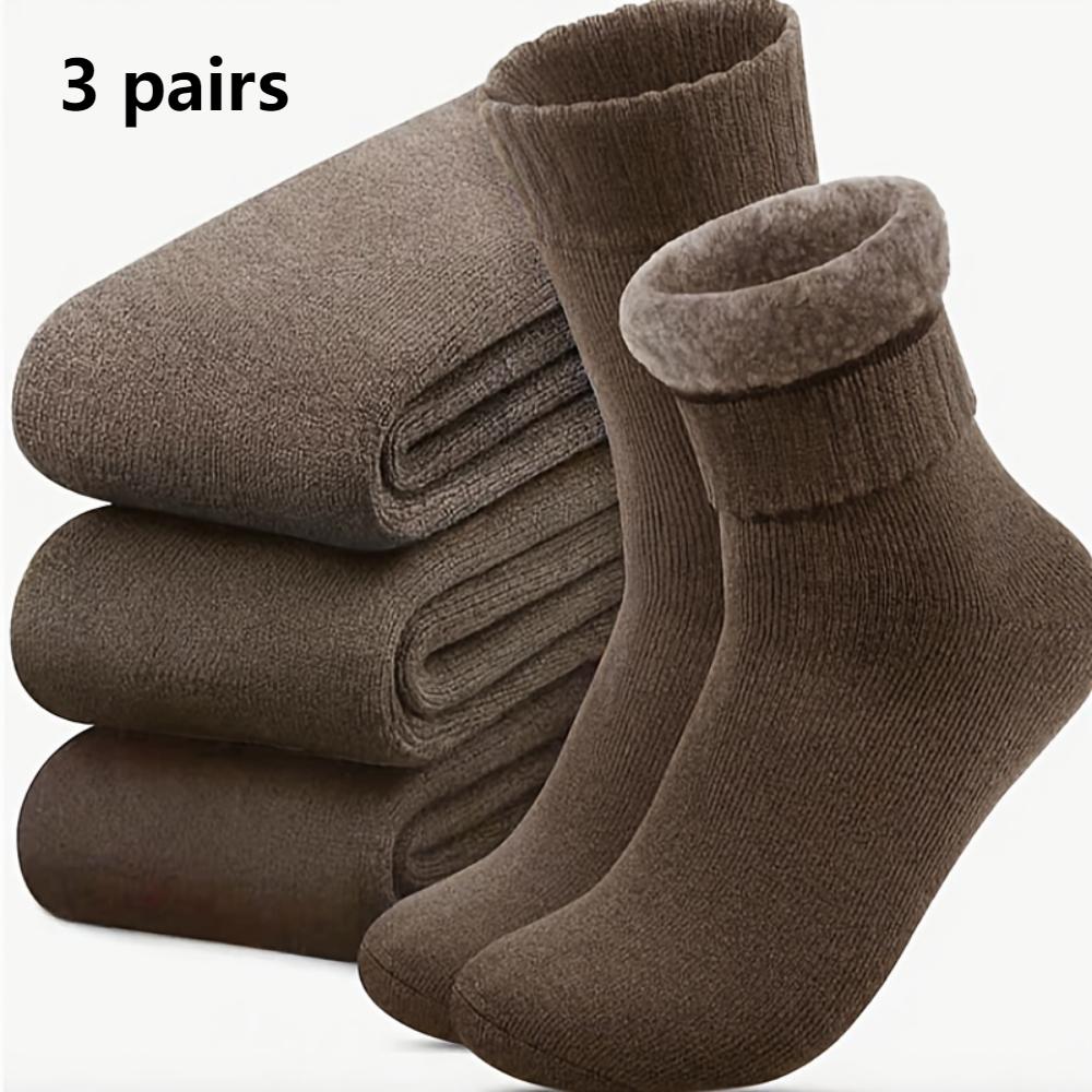 3Pack men plus size winter warm socks,fleece blended hiking trekking socks,soft durable,reinforced heel toe,cold resistant for outdoor trips hiking