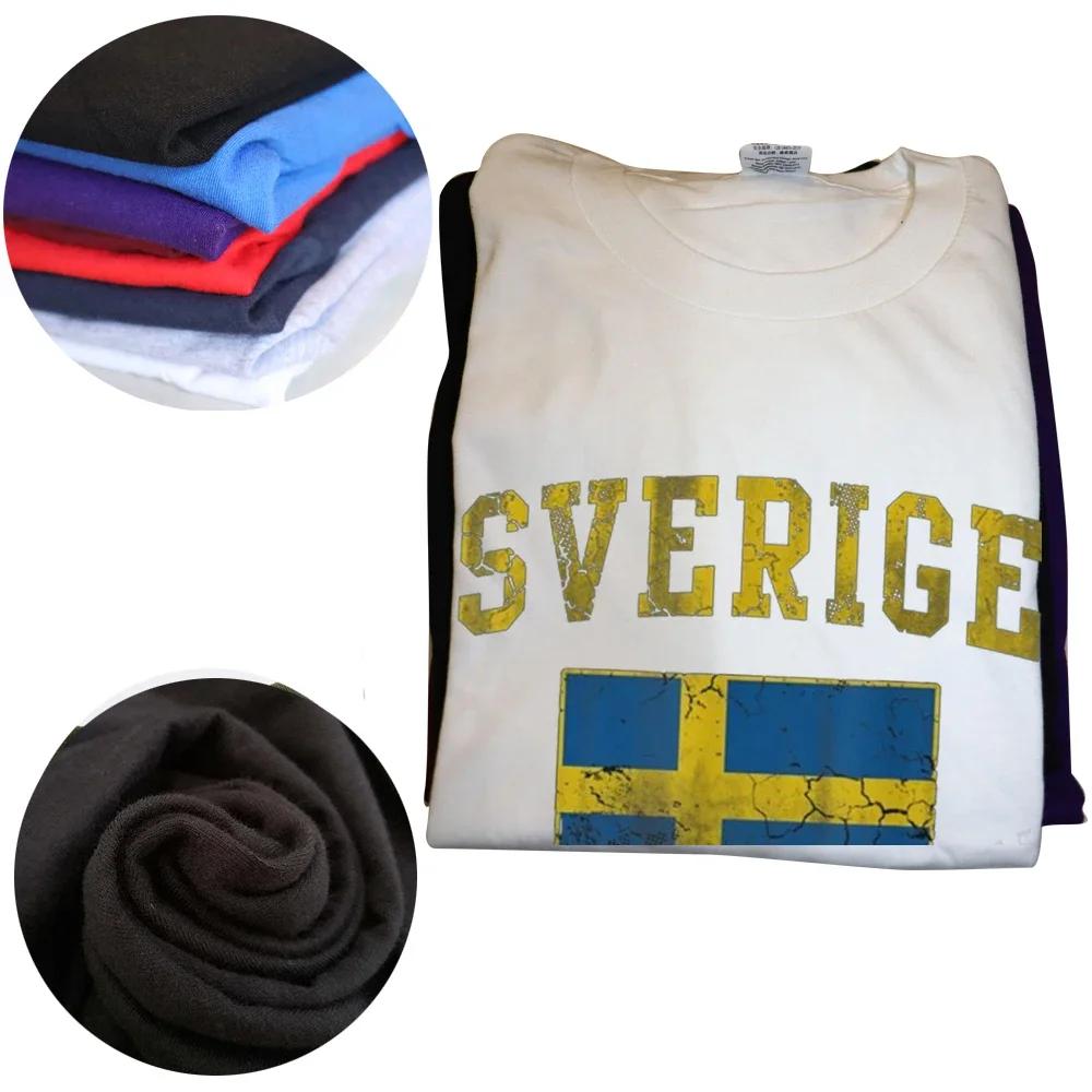 Funny Vintage Sverige Sweden Flag T Shirts Cotton Streetwear Short Sleeve Birthday Gifts Summer Style T-shirt Mens Clothing