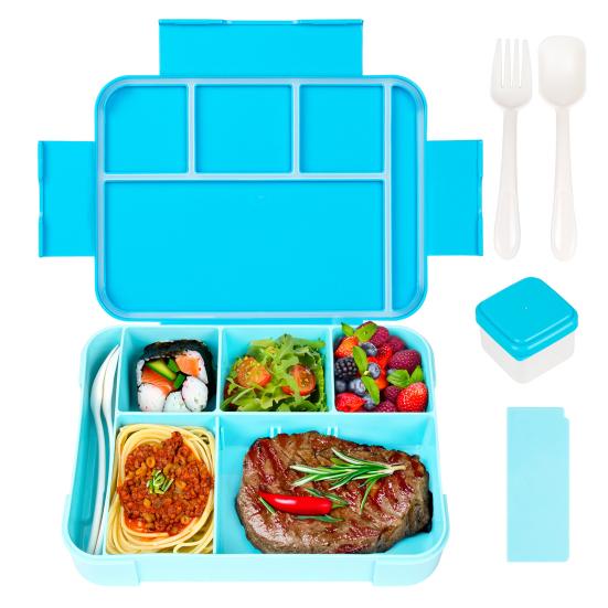 Yousheng Lunch Box with Fork Spoon Split Bento Box Leak-proof Food Container BPA-Free Meal Prep Container for School Office