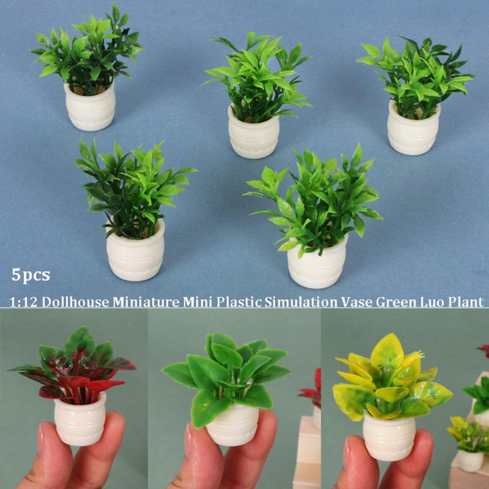 5pcs Mini 1:12 Dollhouse Miniature Plant Finished Flower Outdoor Doll House Model Accessories
