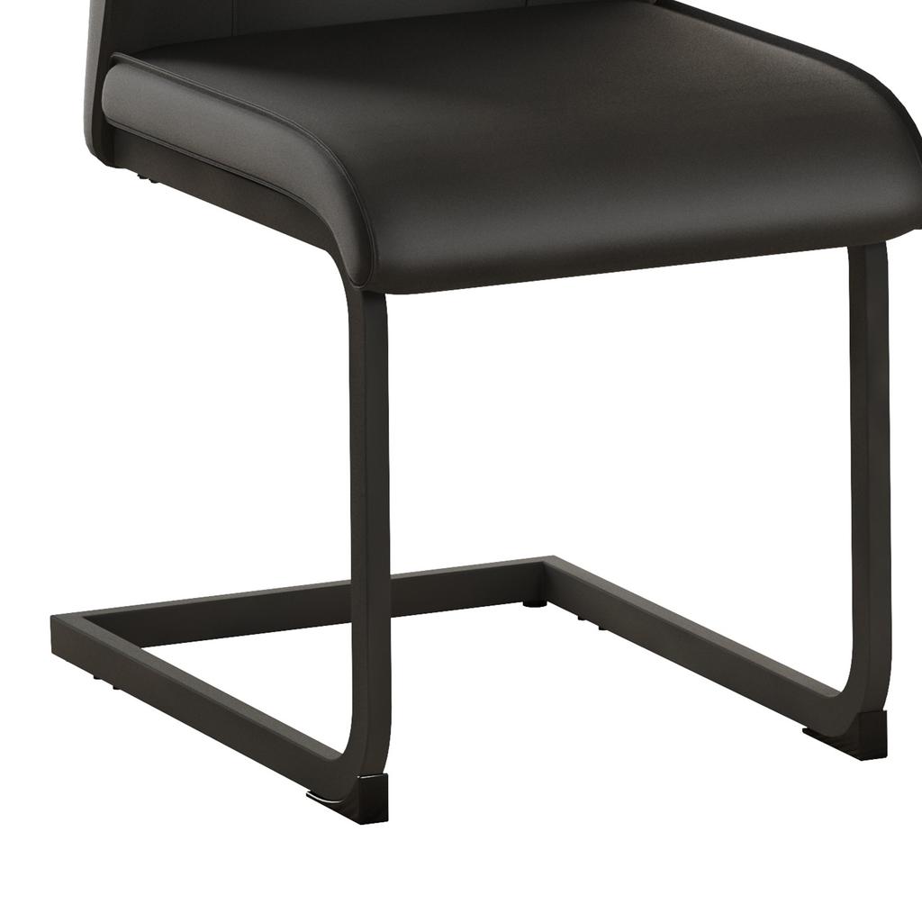 2-piece Set of Black PU Dining Chairs: Black Metal Legs, Ergonomic Design, Comfort and Aesthetics In One.