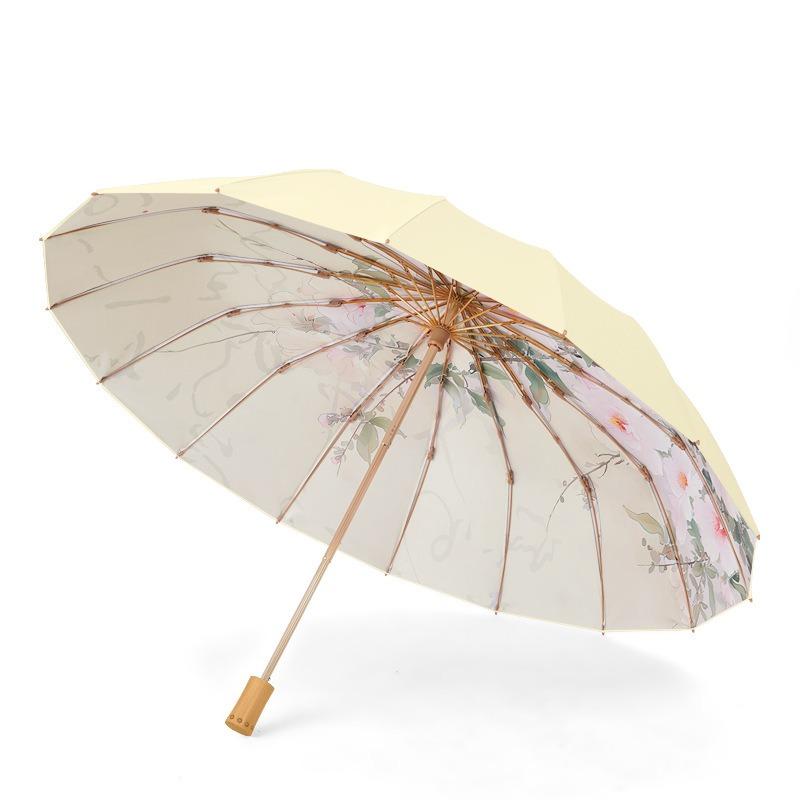1Pcs 16 Bone Reinforcement Thickened Umbrella Sunny And Rain Dual-Purpose Umbrella Folding Umbrella Outdoor Sunshade Umbrella