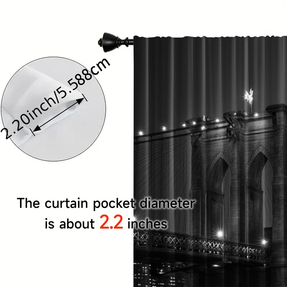 Flat Party Curtain Designer New York City Night View Life Brooklyn Manhattan Fabric Without Curtains Set Of 2 Made Polyester Machine Washable