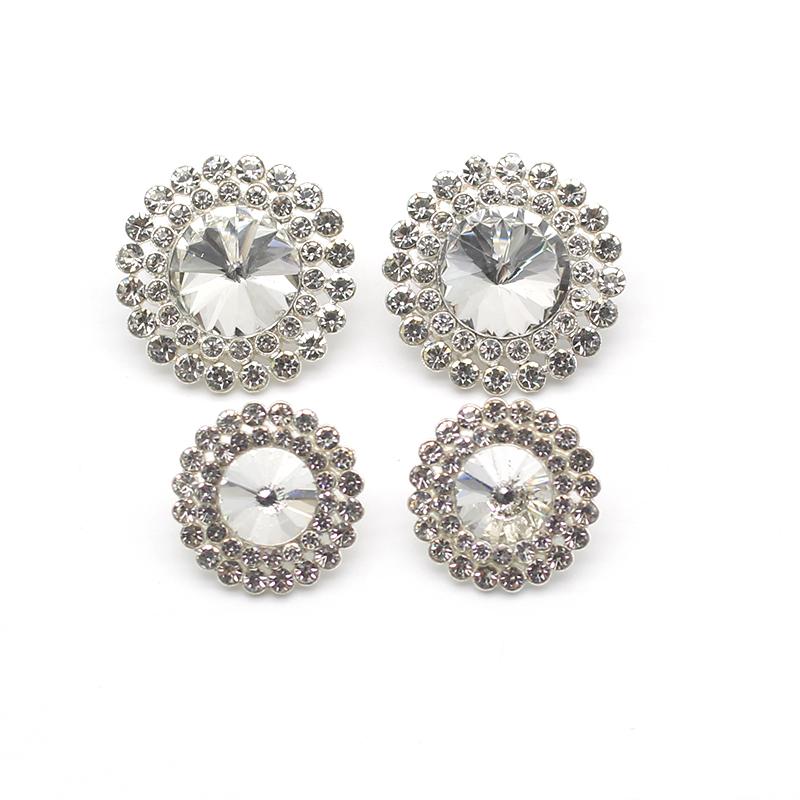 NEW Flower Crystal 10 pieces 20mm/25mm Alloy Rhinestones Diamond Buttons Diy Decoration Shank Handmade Sewing Garment Accessory