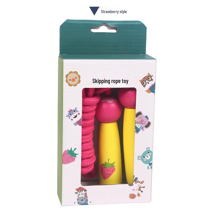 

Детская регулируемая скакалка с мультяшной деревянной ручкой для фитнеса и развлечений на открытом воздухе