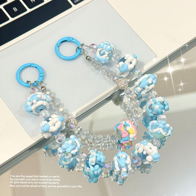 

Beaded Mobile Phone Strap Double Chain Phone Charm Rope New Bag Pendant Keychain синій