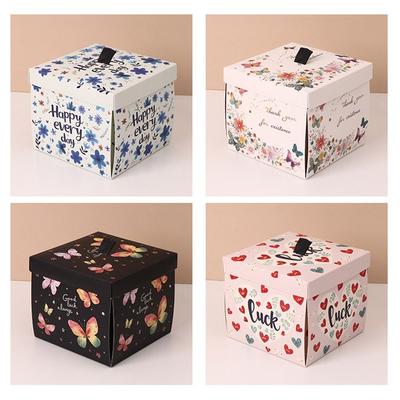 Multicolor Flying Butterfly Gift Box Enclose 4PCS Butterflies Auto Expand Exploding Gift Box Paper Present Box Party Supplies