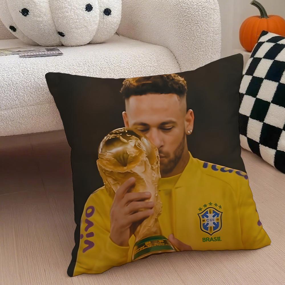 Brazilian Handsome Athlete NNeymar Jr Cushion Cover Throw Pillow Cover Hidden Button Durable Polyester Chair Cushion