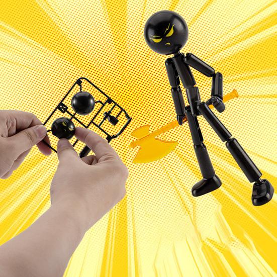 3/6Pcs Posable Stickman Action Figure with Handheld Items Movable Joints Stickman Fidget Toy Desktop Decoration Gift for Collectors