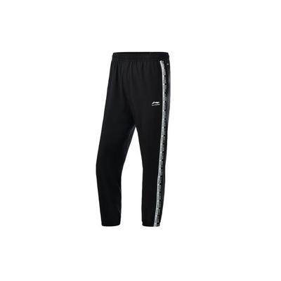 Li Ning Color Block Letter Print Cuffed Sports Pants Women Bottoms Black AYKR258-3