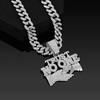 European and American alloy accessories are hot-selling TRUST NO ONE diamond-encrusted pendant, men's personality trendy hip-hop Cuban chain