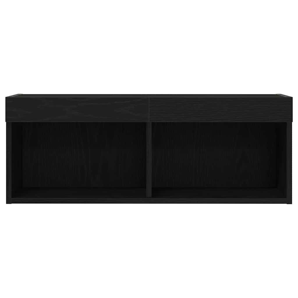 Black Oak Effect Wall Mounted LED TV Cabinet Set 80 X 30 X 30 Cm