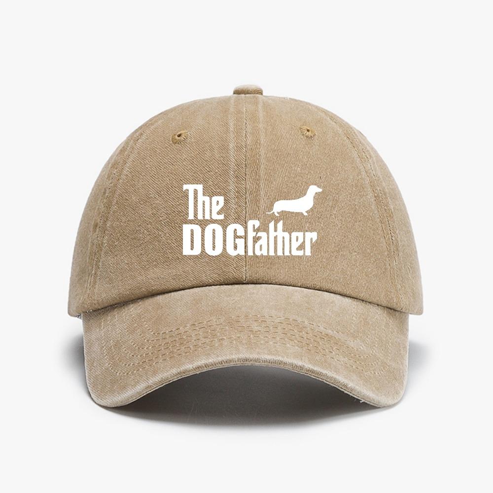 Fashion THE DOGFATHER Dachshund Sausage Dog Cap Funny Washed Distressed Denim Baseball Caps Adjustable Snapback Hat