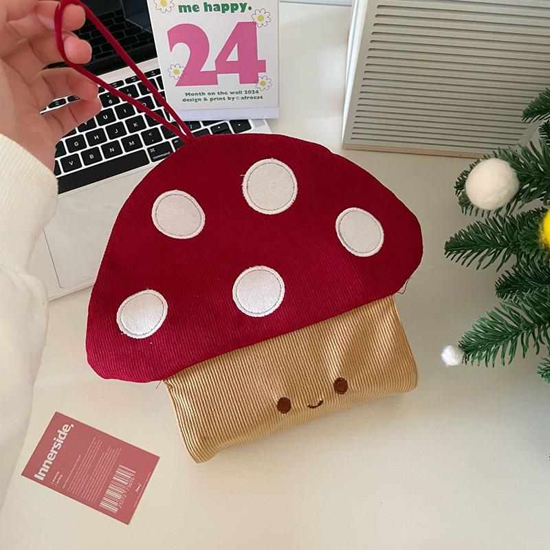 Cute Mushroom Tissue Box Wall Mounted Bathroom, Kitchen Fabric, Paper Drawer, Household Bedroom, Bedside Storage, Hanging Bag