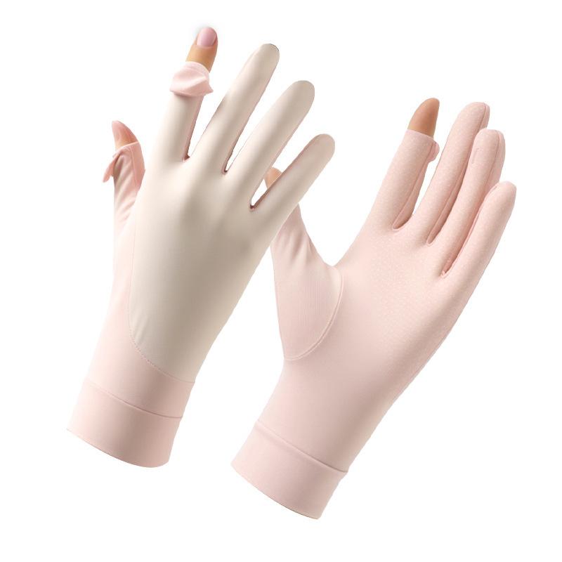 2025 New Sunscreen Gloves Women's UV Protection Flip Cover Summer Ice-feeling Ice Silk Cool Outdoor Cycling Gloves Women