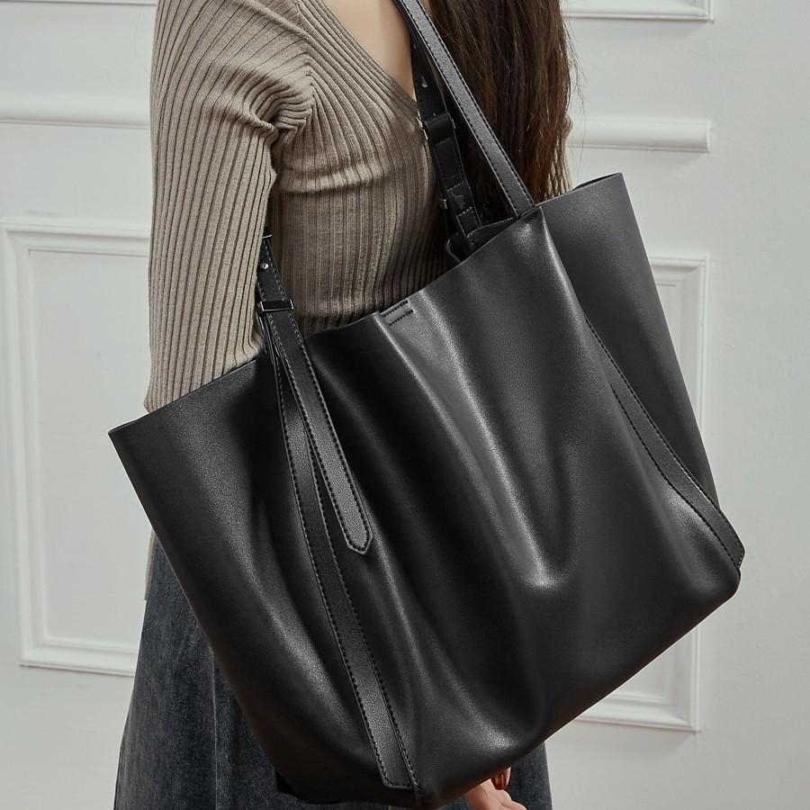Genuine Leather Large-capacity Women's Bag 2025 New Fashion Retro Tote Bag Korean Style Trendy Shoulder Bag Cross-border