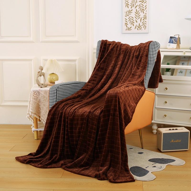 New Flannel Jacquard Blanket Plaid Series Cover Blanket Plain Velvet Blanket