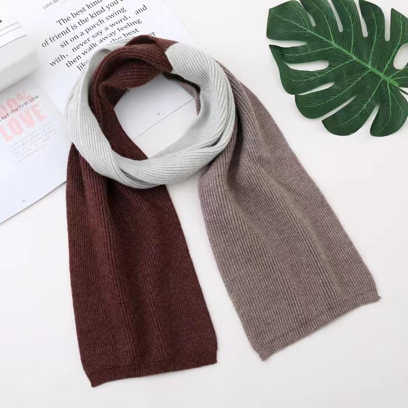 Damen Zweifarbiger Strickwollschal - Herbst/Winter Halswärmer, Koreanischer Stil, Vielseitig & Warm