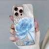 Luxury Blue Flower Girls Women Phone Case For Apple iphone 16pro 15 16 14 13 Pro Max 16e 12 11 7 8 Plus XR SE Bumper Funda Cover