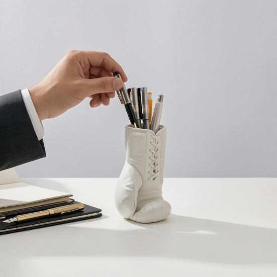 3D-gedruckter Boxhandschuh-Stiftehalter, Mattes Schreibtisch-Organisationssystem mit stabiler Basis, Hohlfach mit großer Kapazität für Stifte, Schreibwaren, Kreative Sport-Dekoration, Geschenk