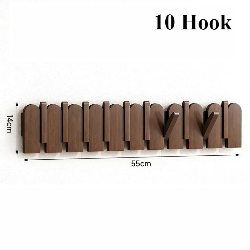 Solid Wood Coat Hook Piano Key Wall-mounted Coat Hooks Multifunctional Household Clothes Rack Living Room Storage Furniture