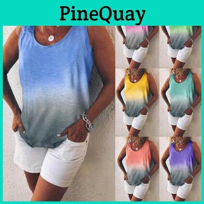 Fashionable Women Sleeveless Gradient Vest Tank Top In Vibrant Colors Perfect For Summer