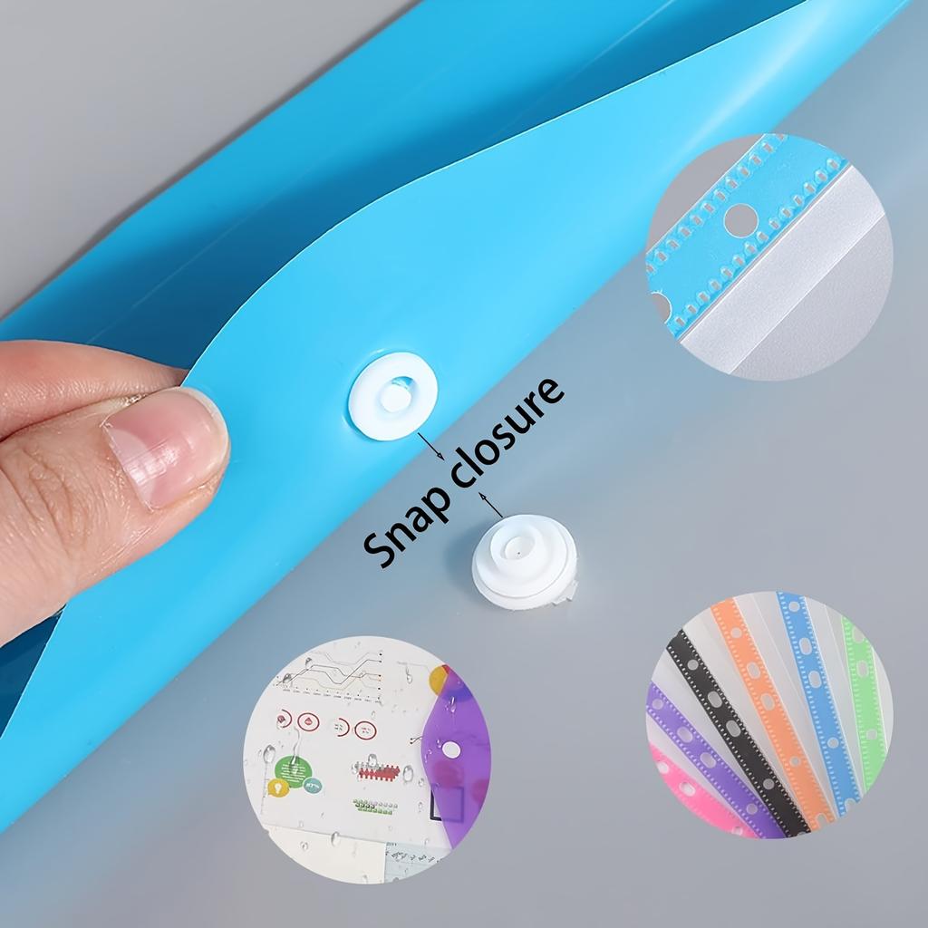 [Multicolor Document Wallets] Set of 6 A4 Polypropylene Project Folders with Snap Closure, Expandable 11-Hole Punch Pockets, Plastic Envelope Document