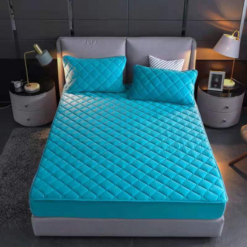 

Фланелевой стеганый наматрасник, однотонный, теплый, мягкий, на подкладке, утолщенный бархатный чехол, защитный чехол, не включая наволочку 90x200x30cm