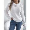 Fashionable Women's Oversized Relaxed-Fit Solid-Colour Lace-Up Lantern-Sleeve Pullover Knitwear