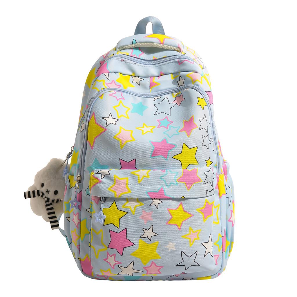 Schultasche1011 neuer Rucksack Mittelschule Mädchen große Kapazität Sternendruck Schultasche High School College Studenten Nischenrucksack