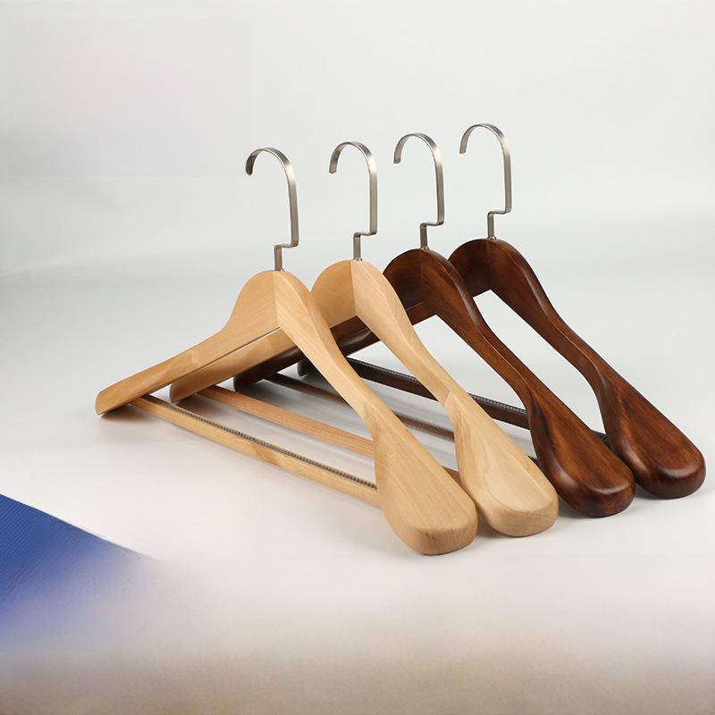Clothes hanger clothing store clothes hanger adult seamless wide shoulder suit clothes rack suit non-slip solid wood clothes hanger wholesale