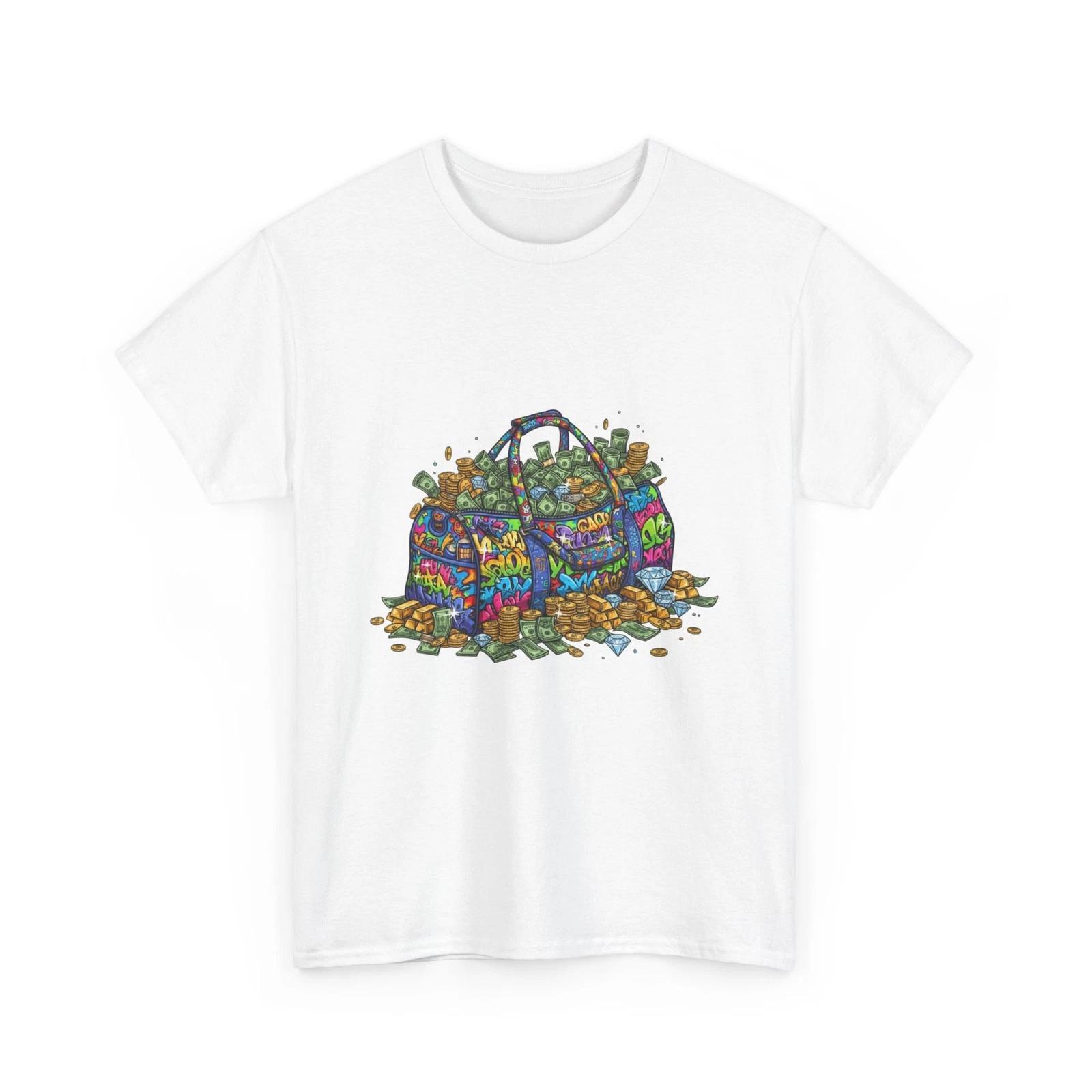 Graffiti Duffel Bag T-Shirt | Money Cash loaded Cool Streetwear Illustration Tee L