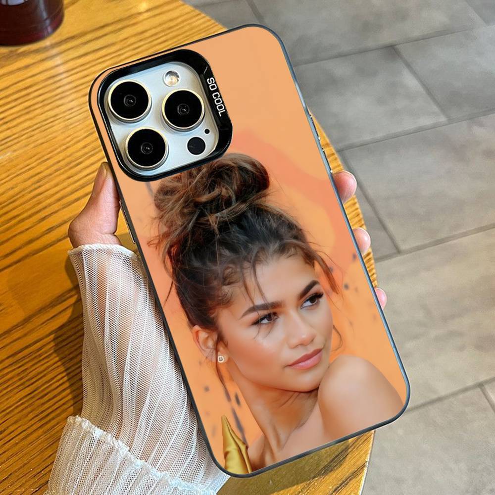 Z-Zendaya Euphoria Druck Handyhülle Für iPhone 16 17 15 14 12 13 Pro Max Schwarz Candy Matt Stoßfeste Hülle