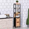 Bathroom Storage Column Cabinet Cozy Style Dim. 30L X 30W X 144H Cm 3 Shelves 2 Drawers Bamboo Black